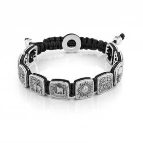 Текстильный браслет Символы православия с декоративным элементом из черненого серебра Иордань БМ-ТЧ-108 Символы православия БМ-ТЧ-108 Символы православия фото